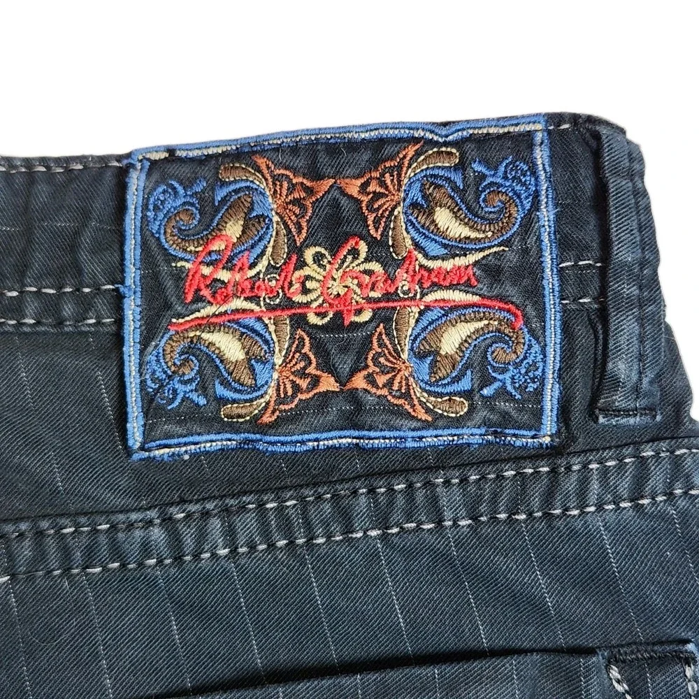 Robert Graham Jeans Mens 34x34 Black Pinstripe Straight Leg Designer Denim 34x33